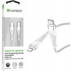 Lamtech Braided USB-C to Lightning Cable 1m (LAM112754) Λευκό
