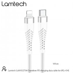 Lamtech Braided USB-C to Lightning Cable 1m (LAM112754) Λευκό