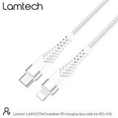 Lamtech Braided USB-C to Lightning Cable 1m (LAM112754) Λευκό