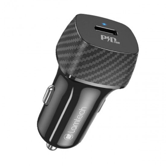 Lamtech Φορτιστής Αυτοκινήτου Μαύρος Γρήγορης Φόρτισης με μία Θύρα Type-C 20W (LAM112778)