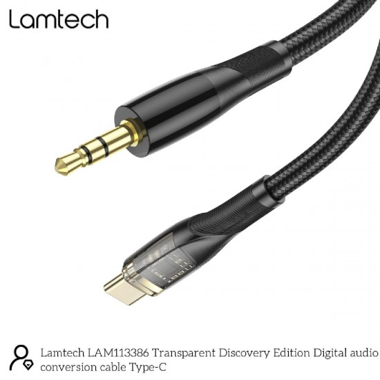 Lamtech Audio Cable Type-C to Jack 3.5mm 1m (LAM113386) Black