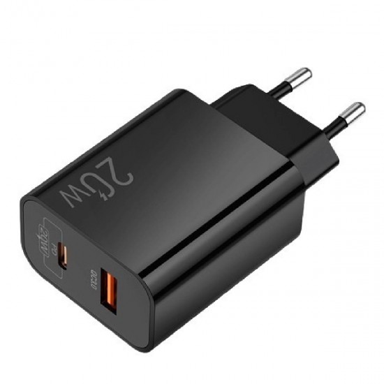 Lamtech Φορτιστής Χωρίς Καλώδιο με Θύρα USB-A και Θύρα USB-C 20W Quick Charge 3.0 / Power Delivery (LAM114420) Μαύρος