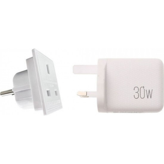 Lamtech Φορτιστής Χωρίς Καλώδιο με Θύρα USB-A και Θύρα USB-C 30W Power Delivery / Quick Charge 3.0 Λευκός (LAM980794)