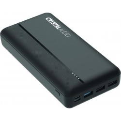 Crystal Audio PBK6K Power Bank 30000mAh 22.5W με 3 Θύρες USB-A και Θύρα USB-C Power Delivery Black