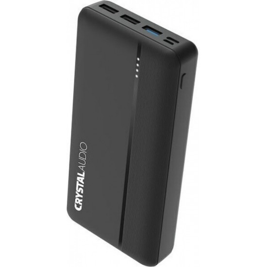 Crystal Audio PBK6K Power Bank 30000mAh 22.5W με 3 Θύρες USB-A και Θύρα USB-C Power Delivery Black
