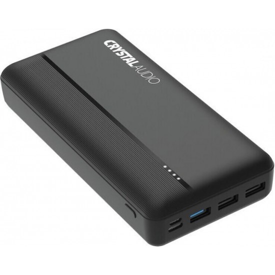 Crystal Audio PBK6K Power Bank 30000mAh 22.5W με 3 Θύρες USB-A και Θύρα USB-C Power Delivery Black