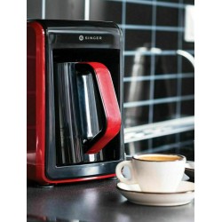 Singer Meraki Charisma Κόκκινο – Μαύρο Μηχανή Ελληνικού Καφέ 535W με Χωρητικότητα 300 ml