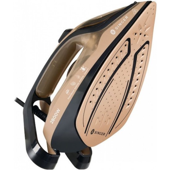 Singer Σίδερο Ατμού 2800W με Κεραμική Πλάκα και Συνεχόμενη Παροχή Ατμού 30gr/min (STI-1820) Black / Butter Nut