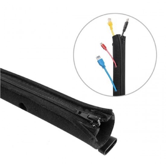 Brateck Κάλυμμα Καλωδίων Τύπου Flex Wrap με Φερμουάρ 1m (CC15-1) Μαύρο