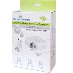 Powertech Τροφοδοτικό Laptop για Apple 60W 16.5V (PT-289) Λευκό