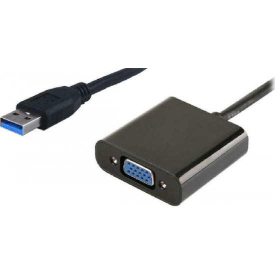 Powertech Μετατροπέας USB-A male σε VGA female Black PTH-021