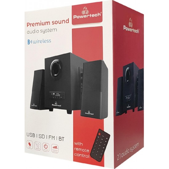 Powertech (PT-846) Μαύρο Premium Sound Ηχεία Υπολογιστή 2.1 με Bluetooth και Ισχύ 16W