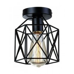 Powertech (HLL-0001) Μαύρο Vintage Μεταλλική Πλαφονιέρα Οροφής με Ντουί E27