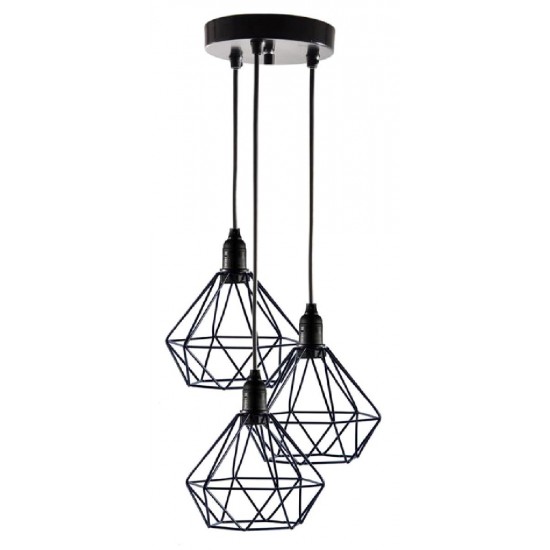 Powertech (HLL-0004) Μεταλλικό Μαύρο Τρίφωτο Φωτιστικό Οροφής