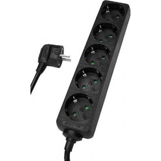 Powertech Πολύπριζο 5x Schuko 16A 1.5m (PT-870) Black