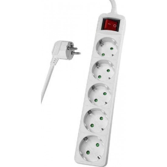 Powertech Πολύπριζο 5x Schuko 16A 5m (PT-878) Λευκό
