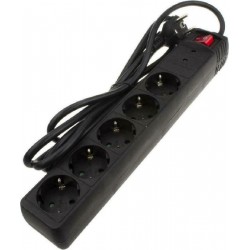 POWERTECH πολύπριζο ασφαλείας 5x schuko 16A 3m μαύρος - (PT-883)