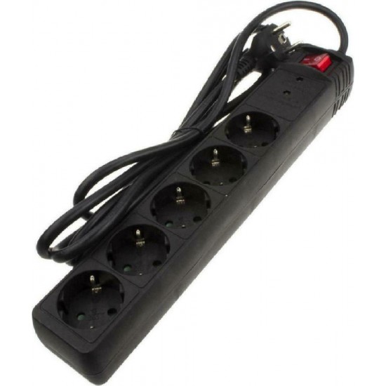 POWERTECH πολύπριζο ασφαλείας 5x schuko 16A 3m μαύρος - (PT-883)
