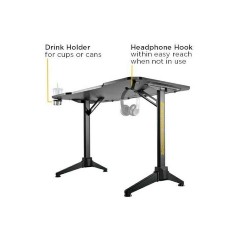 Brateck (GMD03-2) Black Γραφείο Gaming Ξύλινο με Μεταλλικά Πόδια 120x60x75εκ.