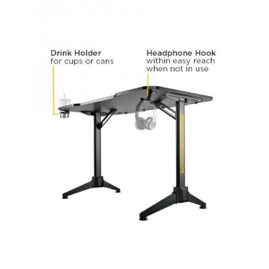 Brateck (GMD03-2) Black Γραφείο Gaming Ξύλινο με Μεταλλικά Πόδια 120x60x75εκ.