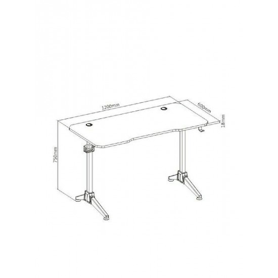 Brateck (GMD03-2) Black Γραφείο Gaming Ξύλινο με Μεταλλικά Πόδια 120x60x75εκ.