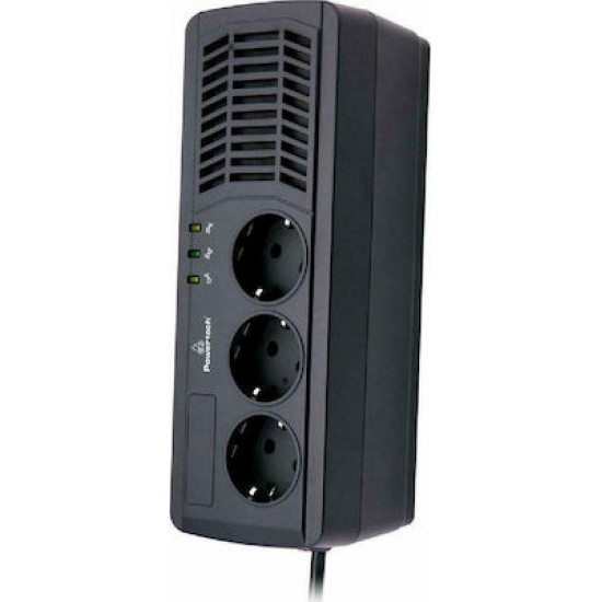 Powertech PT-AVR1000I Compact Σταθεροποιητής Τάσης 1000VA με 3 Πρίζες Ρεύματος