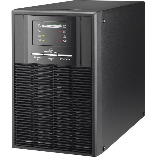 Powertech (PT-1000) UPS On-Line 1000VA 700W με 2 Schuko Πρίζες