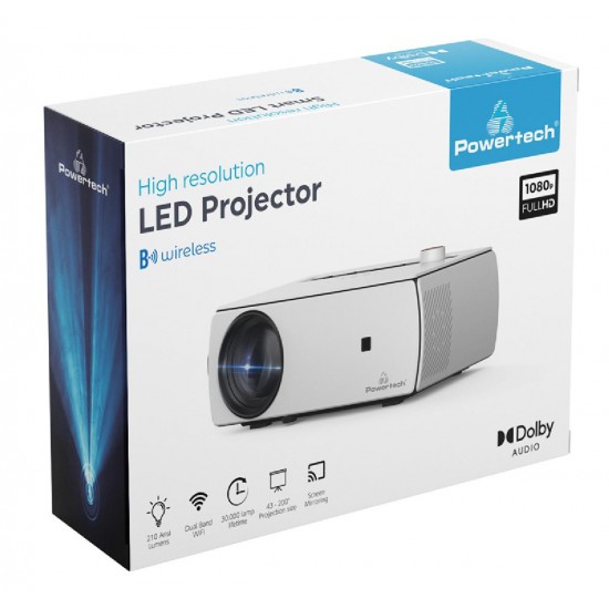 Powertech PT-983 Projector Full HD Λάμπας LED με Wi-Fi και Ενσωματωμένα Ηχεία PT-983 Λευκός