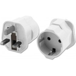 POWERTECH αντάπτορας ρεύματος PT-991, UK σε German type, 13A, λευκός