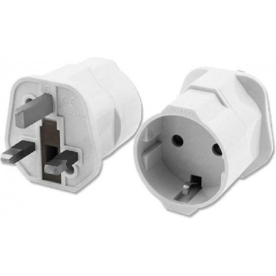 POWERTECH αντάπτορας ρεύματος PT-991, UK σε German type, 13A, λευκός