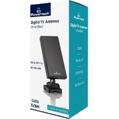 Powertech PT-1005 Εσωτερική Κεραία Τηλεόρασης (απαιτεί τροφοδοσία) Μαύρη