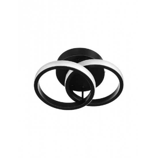 Powertech (HLL-0081) Μαύρο Μοντέρνα Πλαστική Πλαφονιέρα Οροφής με Ενσωματωμένο LED