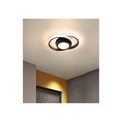 Powertech (HLL-0085) Μαύρο Μοντέρνα Πλαστική Πλαφονιέρα Οροφής με Ενσωματωμένο LED