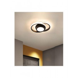 Powertech (HLL-0085) Μαύρο Μοντέρνα Πλαστική Πλαφονιέρα Οροφής με Ενσωματωμένο LED