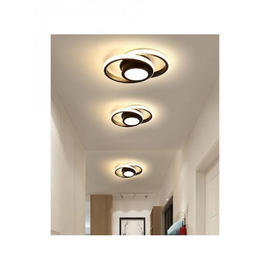 Powertech (HLL-0085) Μαύρο Μοντέρνα Πλαστική Πλαφονιέρα Οροφής με Ενσωματωμένο LED