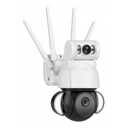 Sectec (ST-428-4M-DL) Λευκή IP Κάμερα Παρακολούθησης Wi-Fi 1080p Full HD Αδιάβροχη με Αμφίδρομη Επικοινωνία και Προβολείς