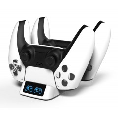 ROAR RR-0019 βάση φόρτισης gamepad για 2x PS5 DualSense, λευκή