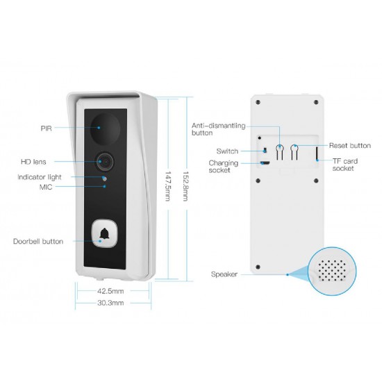 Vstarcam (DB6) Video Doorbell WiFi Intelligent 1080p Ασύρματο Κουδούνι Πόρτας με Κάμερα και Wi-Fi
