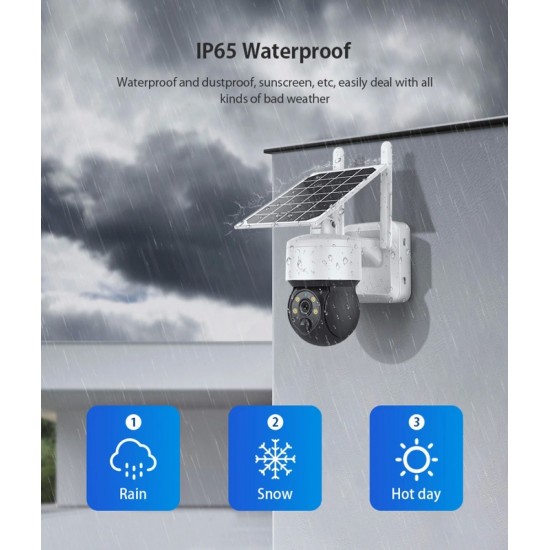 Sectec (ST-S517C-3M) White Smart IP Ηλιακή Κάμερα 3ΜΡ, PIR, PTZ, cloud/micro SD