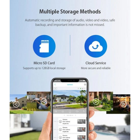 Sectec (ST-S517C-3M) White Smart IP Ηλιακή Κάμερα 3ΜΡ, PIR, PTZ, cloud/micro SD