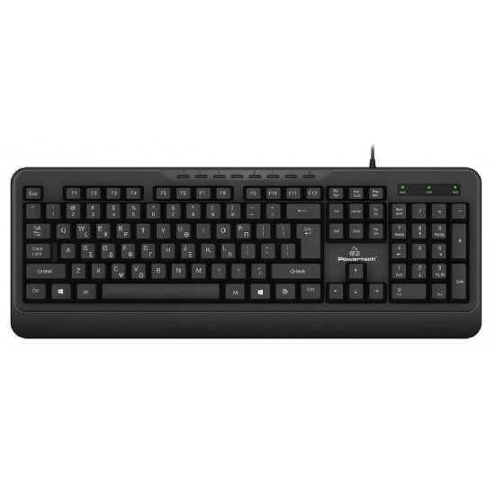Powertech Πληκτρολόγιο Ελληνικό (PT-1066) Μαύρο
