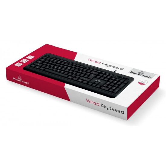 Powertech Πληκτρολόγιο Ελληνικό (PT-1066) Μαύρο