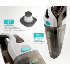 Bruno (BRN-0131) Λευκό Επαναφορτιζόμενο Σκουπάκι Χειρός Υγρών & Στερεών 7.4V