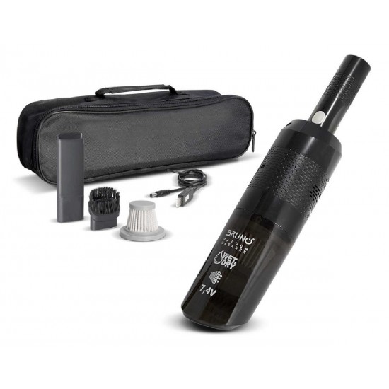 Bruno (BRN-0125) Μαύρο Επαναφορτιζόμενο Σκουπάκι Υγρών και Στερεών 7.4V