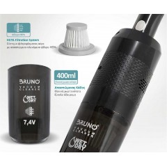 Bruno (BRN-0125) Μαύρο Επαναφορτιζόμενο Σκουπάκι Υγρών και Στερεών 7.4V