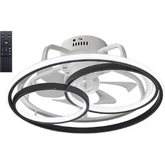 Powertech (HLL-0108) Μαύρος Ανεμιστήρας Οροφής 50cm με Φώς και Τηλεχειριστήριο