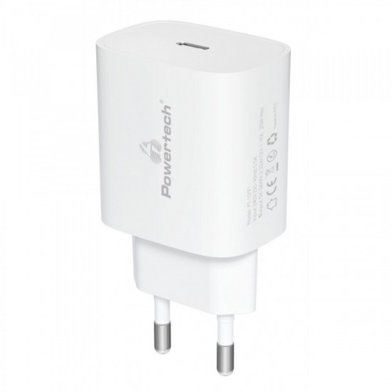 Powertech (PT-1091) Φορτιστής Χωρίς Καλώδιο με Θύρα USB-C 20W Power Delivery Λευκός