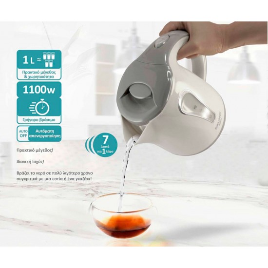 Bruno (BRN-0141) Λευκός/Γκρι Ηλεκτρικός Βραστήρας 1L 1100W