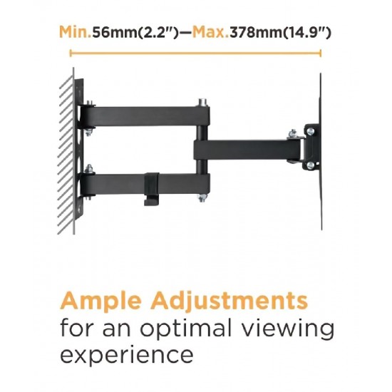 Powertech PT-1129 Βάση Τηλεόρασης Τοίχου με Βραχίονα έως 43
