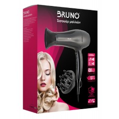 Bruno (BRN-0154) Μαύρο Πιστολάκι Μαλλιών με Φυσούνα 2200W